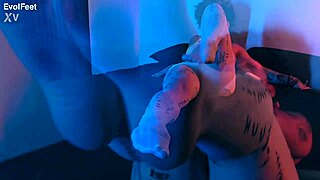 emilly's hot pretty feet up close for your nylon fetish lick toes pov!