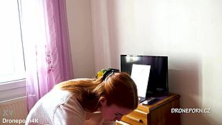 Beautiful Naked Redhead Karolinka Applies Makeup