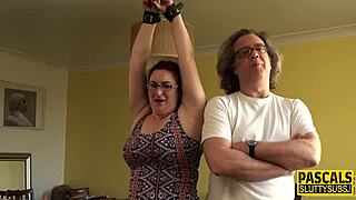 bound chubby sub milf fingered and fucked hard
