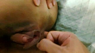 naughty housewife latina masturbates wet pussy and ass during greedy monster cock blowjob