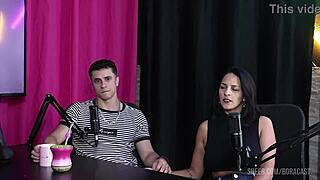 couple's kinky cuckold play with bruna carlos fingering on sheer red lingerie