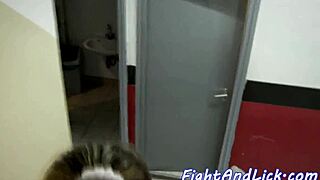 amateur tattooed euro lezzies wrestle catfight then scissor lick pussies muff diving