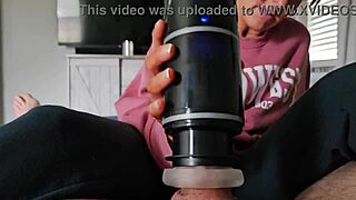 amateur wife strokes monster cock with masturbator on horny neighbor guy
