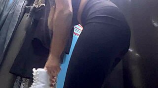 russian milf sneaks big boobs nipple flash while changing in public dressing room