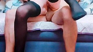 Skinny Milf Wife Spreads Legs in Stockings for POV Anal Fuck