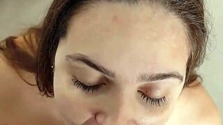 Cute Latina with small waist and natural tits facial cumshot closeup