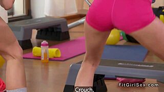 In the gym classroom, athletic european fitness lesbians teach yoga workout with flexible fingering, licking and oral masturbation instruction.