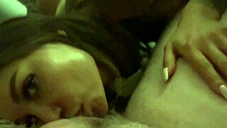 Monika Fox's shaved pussy stretched by fat man's thick cock in hardcore pounding