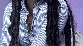 hairy elf babe spits sloppy on cock, gags and squirts joi 😩💦