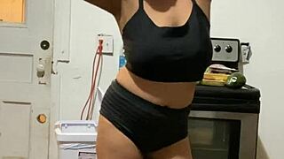 anna maria teases as sexy dominican milf in black