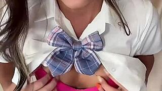 Bold Japanese Shemale Teen Gal Bitch Rams Dildo in Solo Masturbation Toy Frenzy