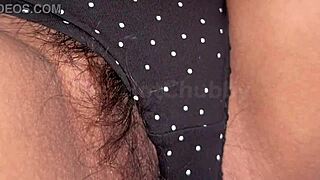 indian girl slowly teases her hairy wet pussy in solo play