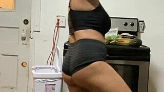 anna maria teases as sexy dominican milf in black