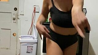 anna maria teases as sexy dominican milf in black