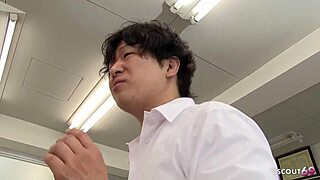 petite japanese classmate seduces teen for secret toilet quickie...