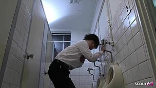 petite japanese classmate seduces teen for secret toilet quickie...