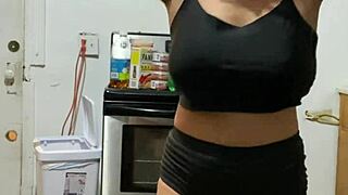 anna maria teases as sexy dominican milf in black