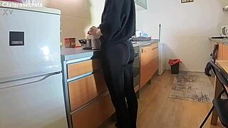 Athletic Skinny Czech Wife in Tight Leggings Outdoor Public Fitness Workout