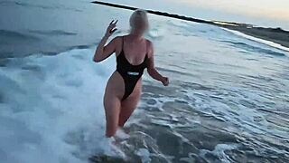 Blonde Flashes Tits Then Sucks Cock Beachside