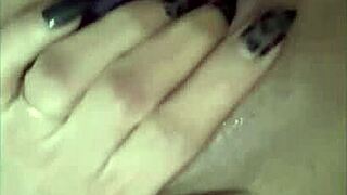 Latina fingers her hot Mexican pussy deep in cozy home