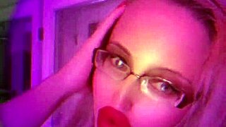 check out this blonde foot fetish with glasses huge lips in mirror