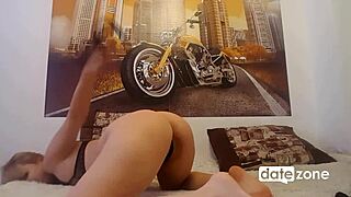 Kinky milf rams dildo deep in lingerie solo frenzy!!