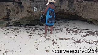 curvy ebony flashes fat ass on beach groped till squirting orgasm publicly