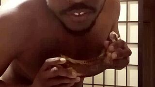 Cooking Big Black Cock Bananas on Llamasr's Tits in Kitchen