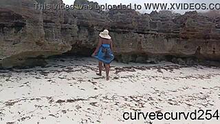 curvy ebony flashes fat ass on beach groped till squirting orgasm publicly