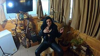 Wanna see a milf goddess drown her black leather leggings and jacket in hot cum?