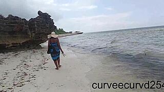 curvy ebony flashes fat ass on beach groped till squirting orgasm publicly