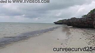 curvy ebony flashes fat ass on beach groped till squirting orgasm publicly