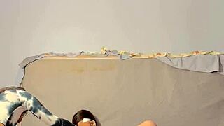 dominant findom mommy fingers his ass while he strokes desperately under her control