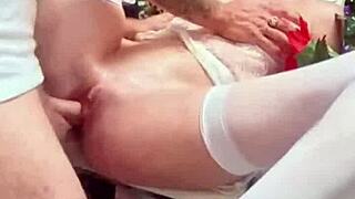 Skinny Brunette Tess Thompson Deepthroats Bryan Gozzling's Cock Rimjob Facial