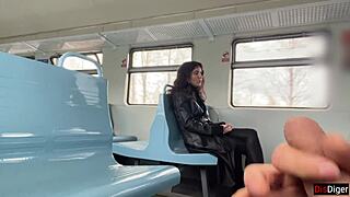 Stranger Shocked By Dick Flash On Train