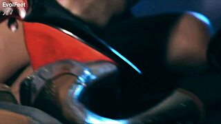 brunette in heels chokes on cock gags deepthroat licks toes for your foot fetish elegance
