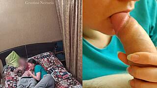 russian couple drops spontaneous bedroom blowjob on dual cams 📹😘