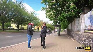 Desperate for Bus Fare She Turns Slutty Pickup Turns into Public Cuckold Fuck Fest