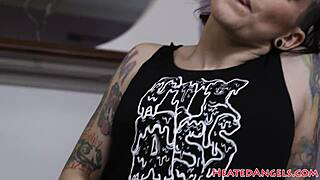 inked goth babe's stockings ripped for deep assfucking