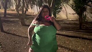 teasing my hubby with public forest blowjob flashing big tits pierced nipples homemade brazilian style