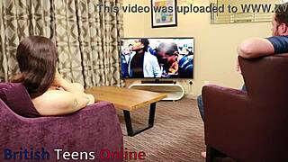 heart pounds as british teen oils up older boyfriend's cock for intense handjob on couch