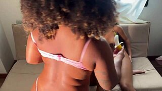 Brazilian Ebony Friends Flash Big Pussy Lips During Striptease Party