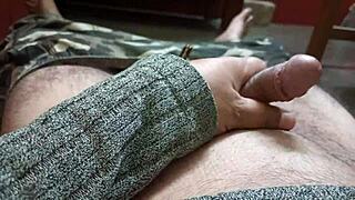Mature Man Jerks Massive Penis at High Speed