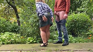 that busty mature cougar flashes her huge natural tits then begs son-in-law to cum on her leather skirt