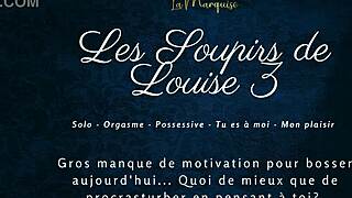 louise moans through french solo sighs with wet pussy fingering and toy vibes
