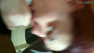 snow bunny redhead cheats outdoors sucking bbc cum in mouth
