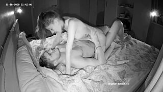 skinny babe sneaks 69 lick cowgirl ride on voyeur cam night vision ass play