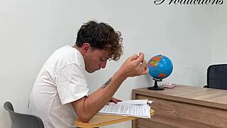 classmate can't resist when horny student slut seduces for classroom quickie pussy fuck