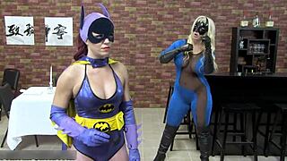 batgirl bound, alura jenson dominates sarah brooke's wet pussy