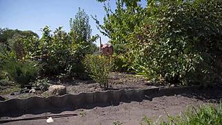 Hot Neighbor's Garden Upskirt Flashing Thong Tease Voyeur